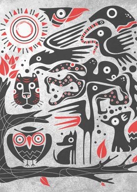 Indigenous style vector animals