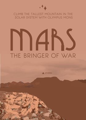 Mars Art Deco Space Travel Poster