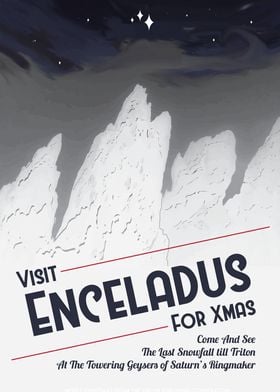 Enceladus - Vintage Space Travel Poster