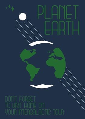 Earth - Vintage Space Travel Poster
