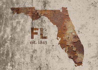 Florida State Founded Date Rusty Map Series No 29