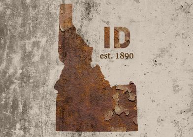 Idaho State Founded Date Rusty Map Series No 47