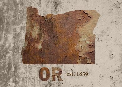 Oregon State Founded Date Rusty Map Series No 45