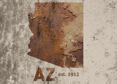 Arizona State Founded Date Rusty Map Series No 48