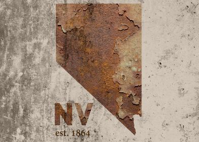 Nevada State Founded Date Rusty Map Series No 46