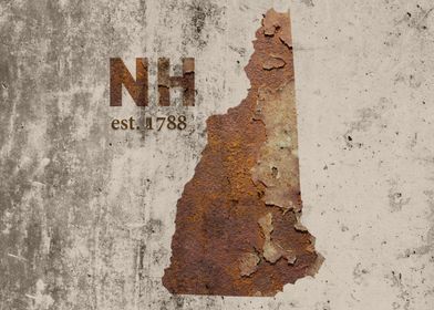 New Hampshire State Founded Rusty Map Series No 23