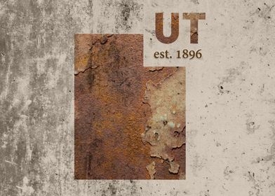 Utah State Founded Date Rusty Map Series No 50