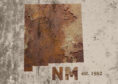 New Mexico State Founded Rusty Map Series No 49