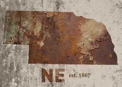 Nebraska State Founded Date Rusty Map Series No 41