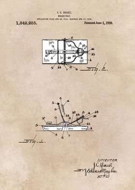 patent art Doust 1920 Mousetrap