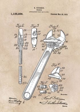 patent art Peterson 1915 Wrench