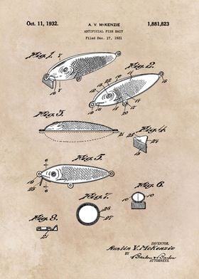 patent art McKenzie 1932 Artificial fish bait