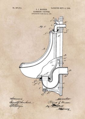 patent art Madden 1908 Plumbing fixture