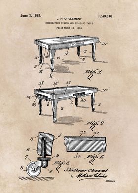 patent art Clement 1924 Combination dining and...