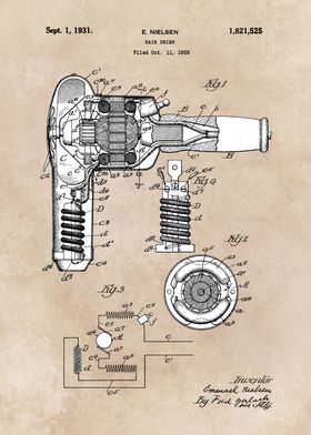 patent art Nielsen 1931 Hair drier