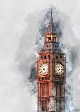 Big Ben / Landmark / watercolor