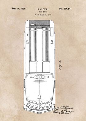 patent art Fitch 1939 Fire truck