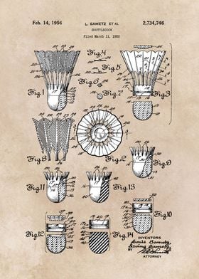 patent art Sametz 1956 Shuttlecock