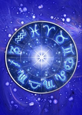 Zodiac Signs Blue Galaxy Circle 