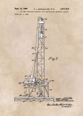 patent art Woolslayer 1966 Oil well drilling appar