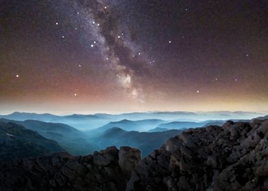 Milky Way Over The Mountai