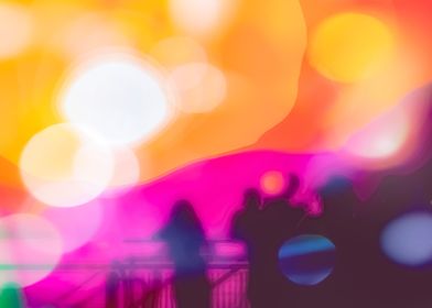 summer sunset sky with colorful bokeh light abstra