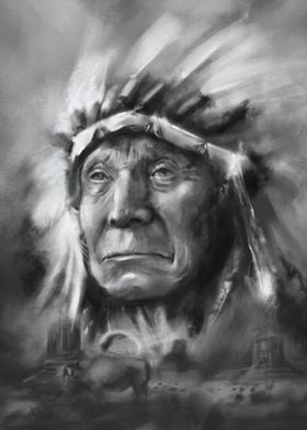 red cloud-black and white portrait