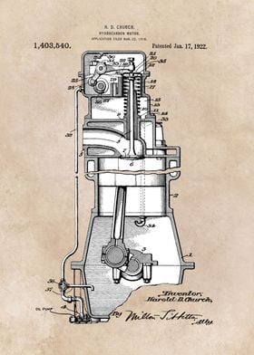 patent art Church 1922 Hydrocarbon Motor