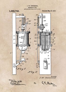 patent art Townsend 1913 Pneumatic tool