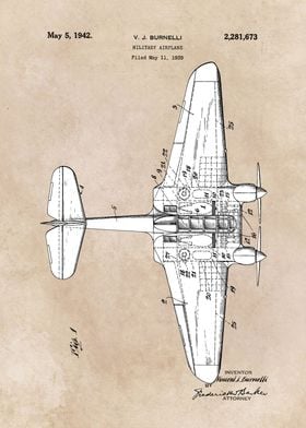 patent art Burnelli 1939 Military airplane