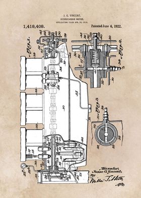 patent art Vincent 1922 Hydrocarbon motor