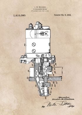 patent art Woolson 1922 Hydrocarbon motor