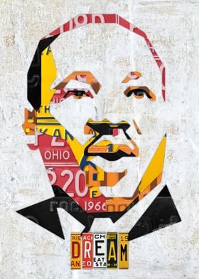 MLK Dream Portrait in License Plates