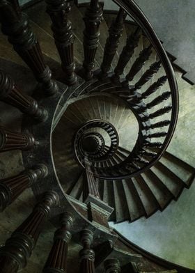 Wooden spiral staircase
