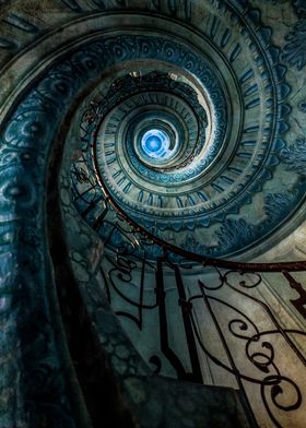 Blue spiral staircase