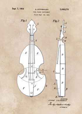 patent art Steinbauer Viol class instrument 1954