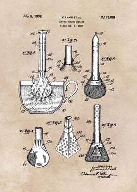 patent art Lamb 1938 Coffee making device