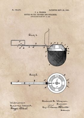 patent art Wegner 1903 Coffee or tea infuser...