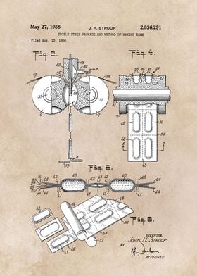 patent art Stroop 1958 Edible strip package...