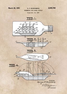 patent art Rosenberg 1951 Ornamental ship model di