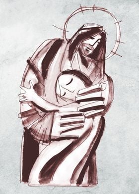 Jesus Christ hugging a woman