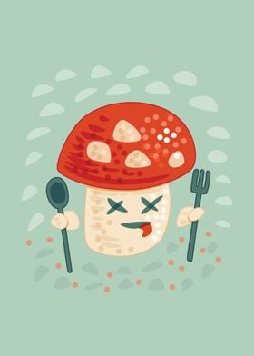 Funny Poisoned Mushroom Character