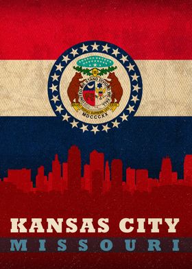 Kansas City Missouri City Skyline State Flag