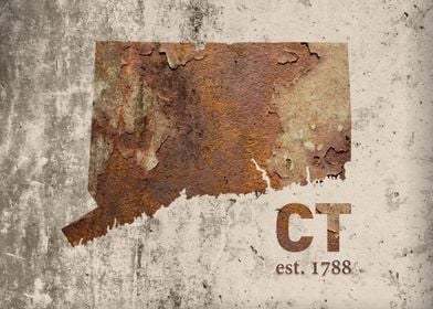 Connecticut Founded Date Rusty Map Series No 25