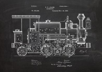 1886 Locomotive - Patent Drawing 