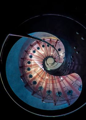 Spiral staircase with glass stairs