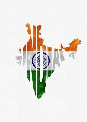 India Map Flag Typographic