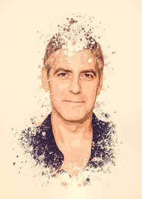 George Clooney splatter painting