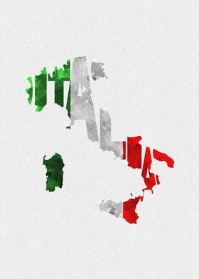 Italy Map Flag Typography