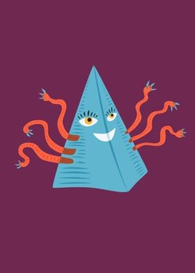 Weird Blue Pyramid Character With Tentacles